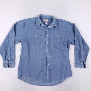 High Sierra Mens Blue Textured Cotton Long Sleeve Button Down Work Shirt Large